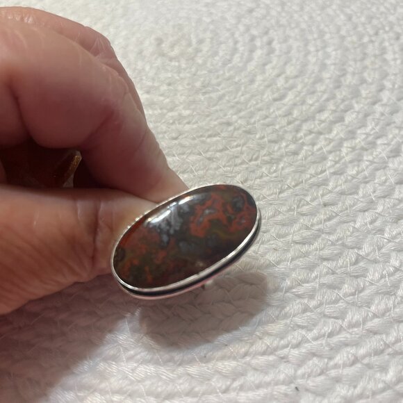 Natural MOROCCAN SEAM AGATE Handmade Sterling 925 Ring Size 9.5 #770D - Picture 1 of 3